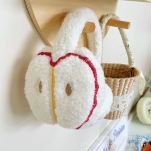 New embroidered Apple earmuffs plush ear protection ear warm ear bag outdoor cycling warm earphone type earmuffs for women winter