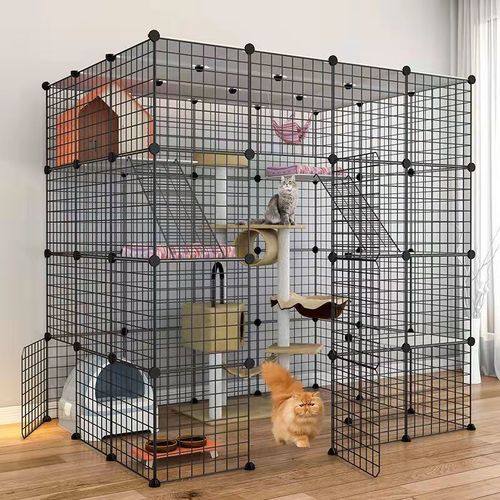 Super Large Cat Cage Villa Three-Story Cat Shelter Indoor Home Pet Cat House Bedding Large Space Folding Model