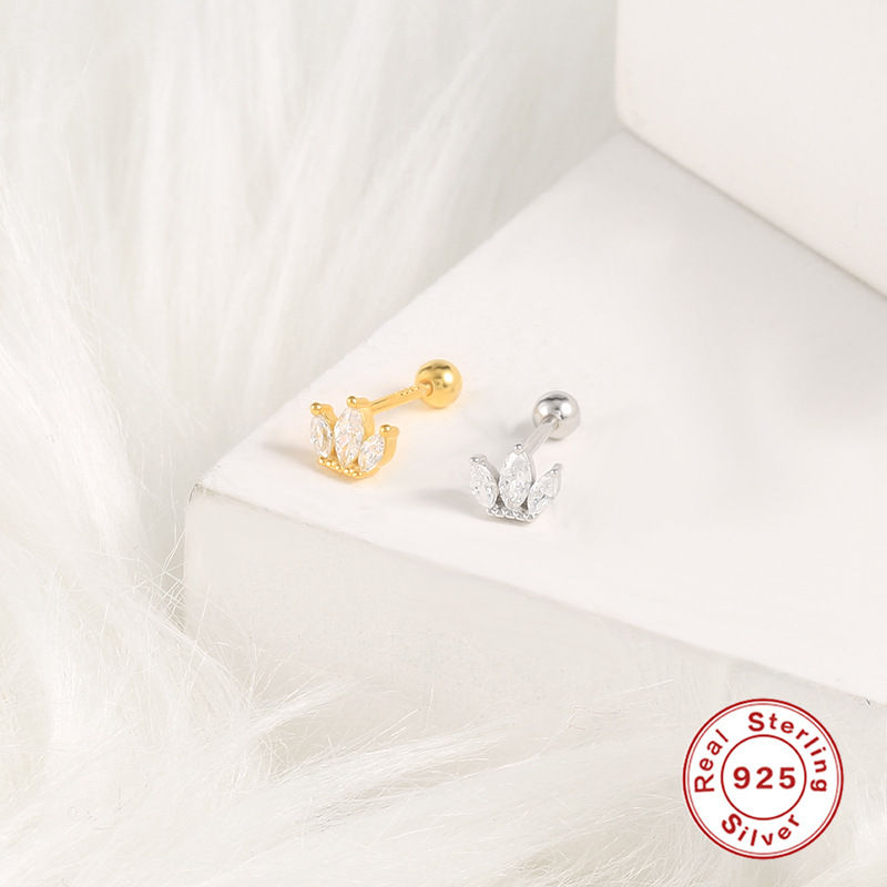 1 Piece Quantity 1 Piece 925 Sterling Silver Zircon Solid Color Ear Studs