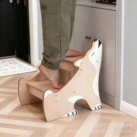 跨境木质儿童脚踏凳防滑二步梯台小凳子宝宝洗手垫脚凳登高椅