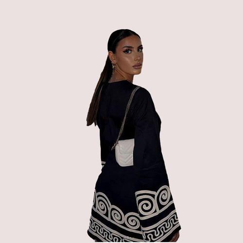 European and American New Ethnic Style Fashion Casual Abstract Pattern Round Neck Women's Dress