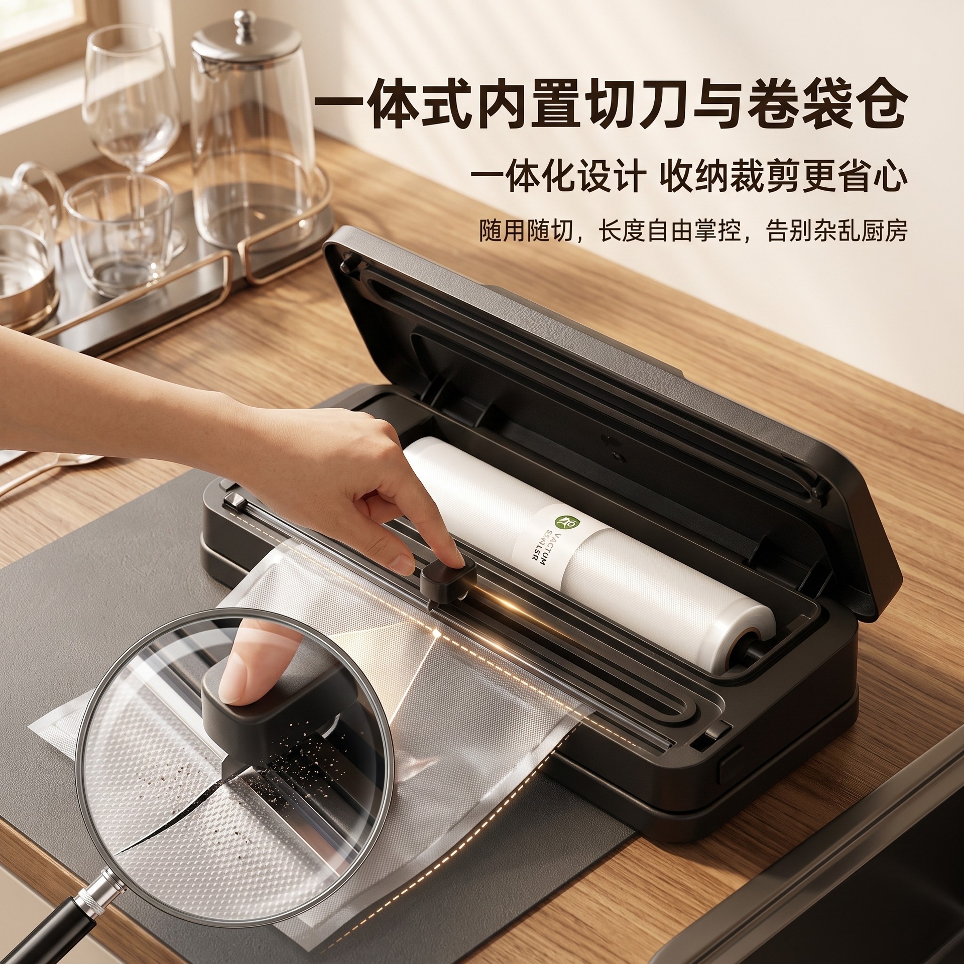 跨境真空封口机家用小型食品保鲜密封机全自动抽真空塑封机包装机