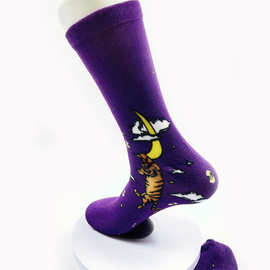 小数量图片袜紫色360印花袜热转印袜喷墨打印袜子个性花型袜