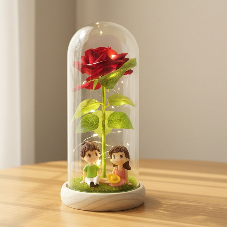 Rosas rojas + Mirando hacia arriba a las estrellas + troncos