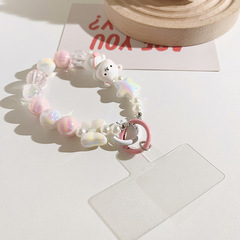 可愛卡通公仔短款手繩珠珠鏈條通用手機殼耳機鏈條手機掛繩鑰匙扣