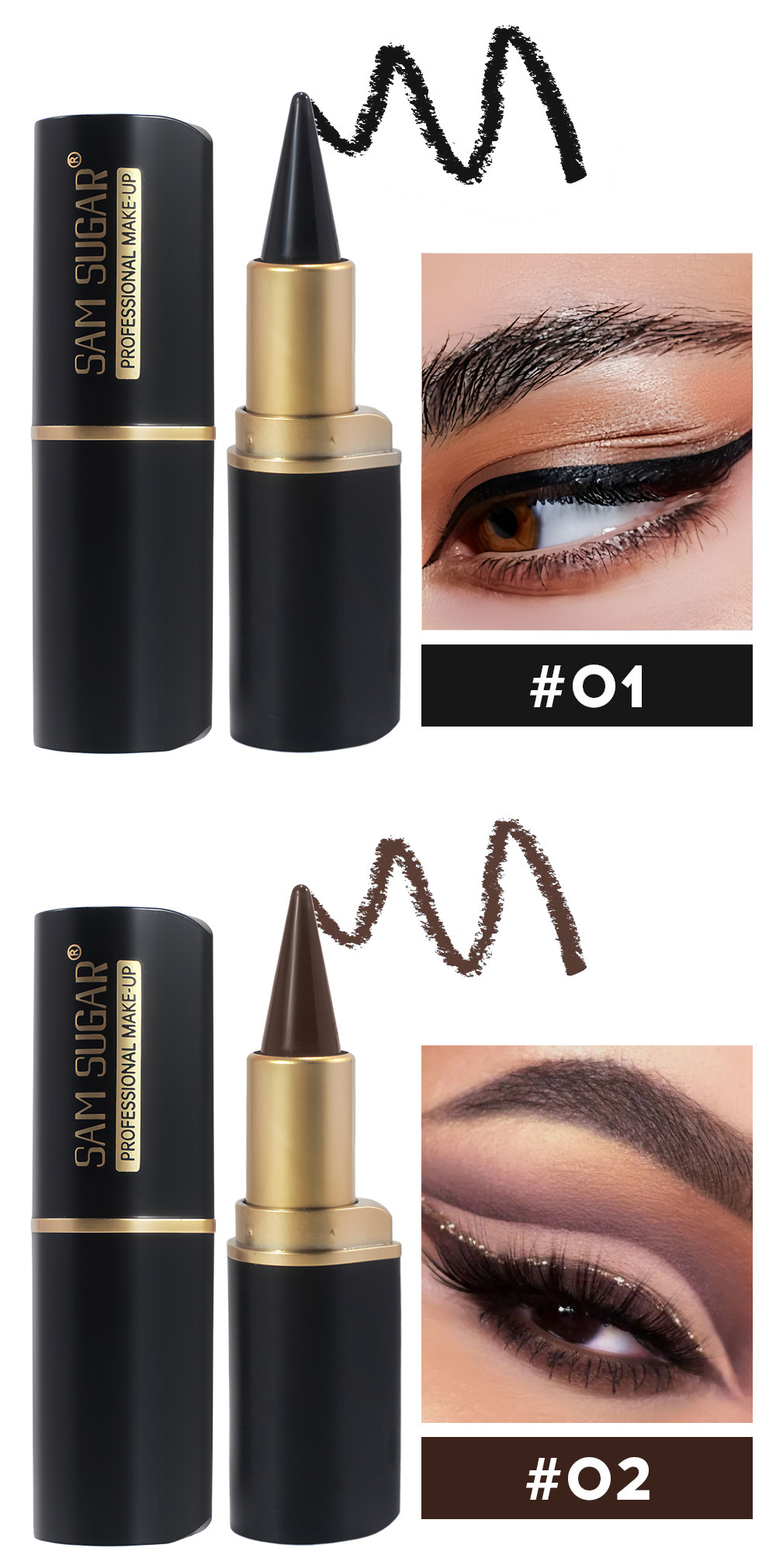 Matita labbra opaca SAM SUGAR, ombretto ricco a testina singola, eyeliner solido multicolore a lunga durata_voghion.com