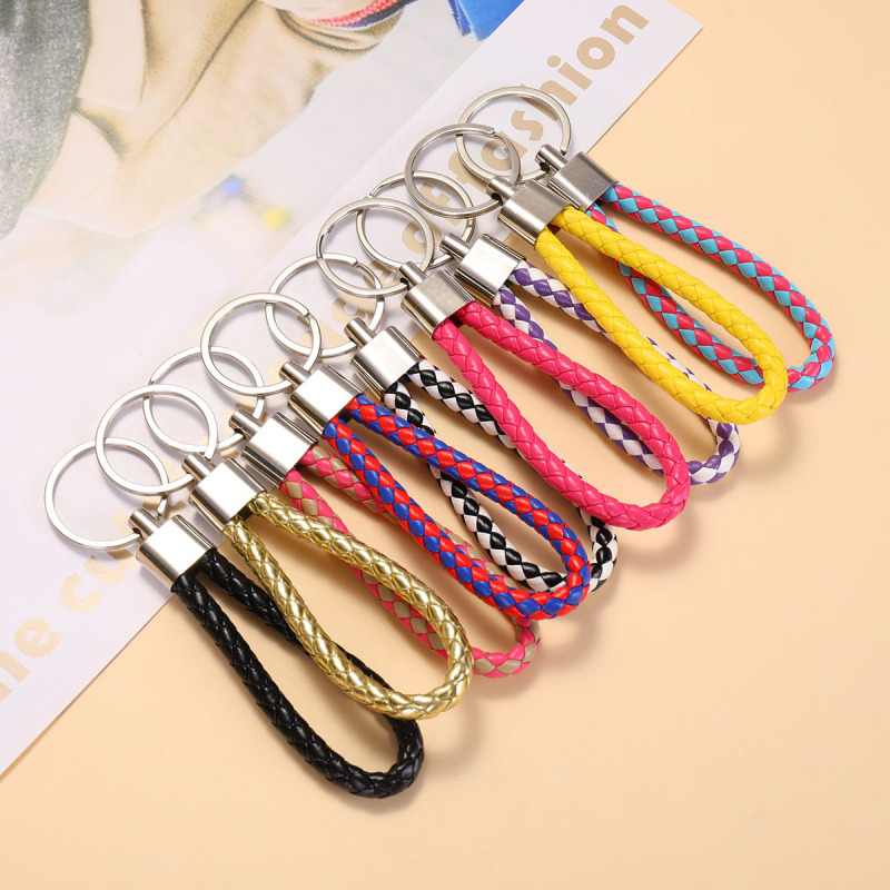 Hand-Woven Pu Leather Rope Keychain Accessories, Leather Key Ring Pendant, Bag Key Chain, Car Pendant Rope