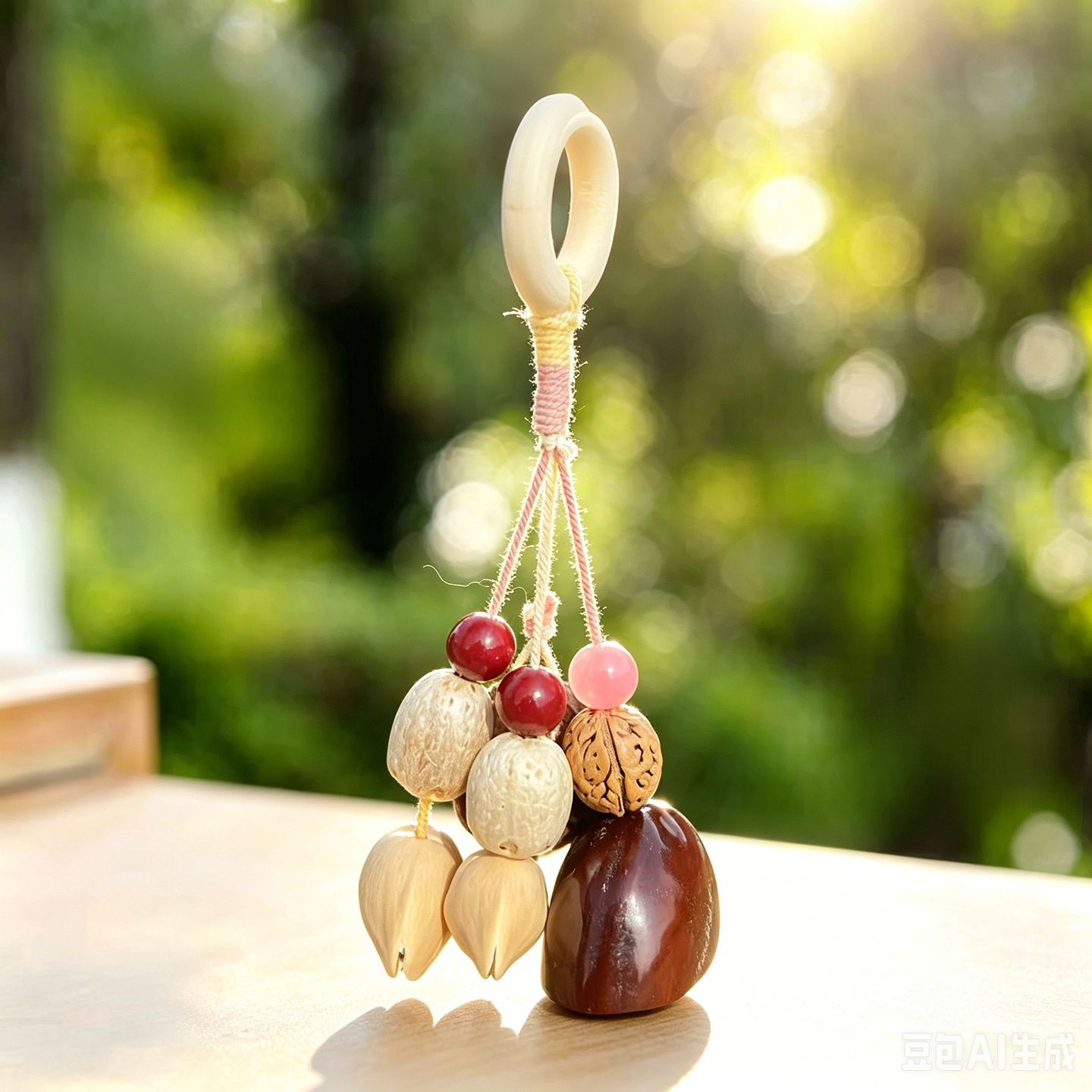 Forest-style natural fruit shell wind chime bag pendant, healing handmade finished product, car-mounted rattle, calming hanging ornament