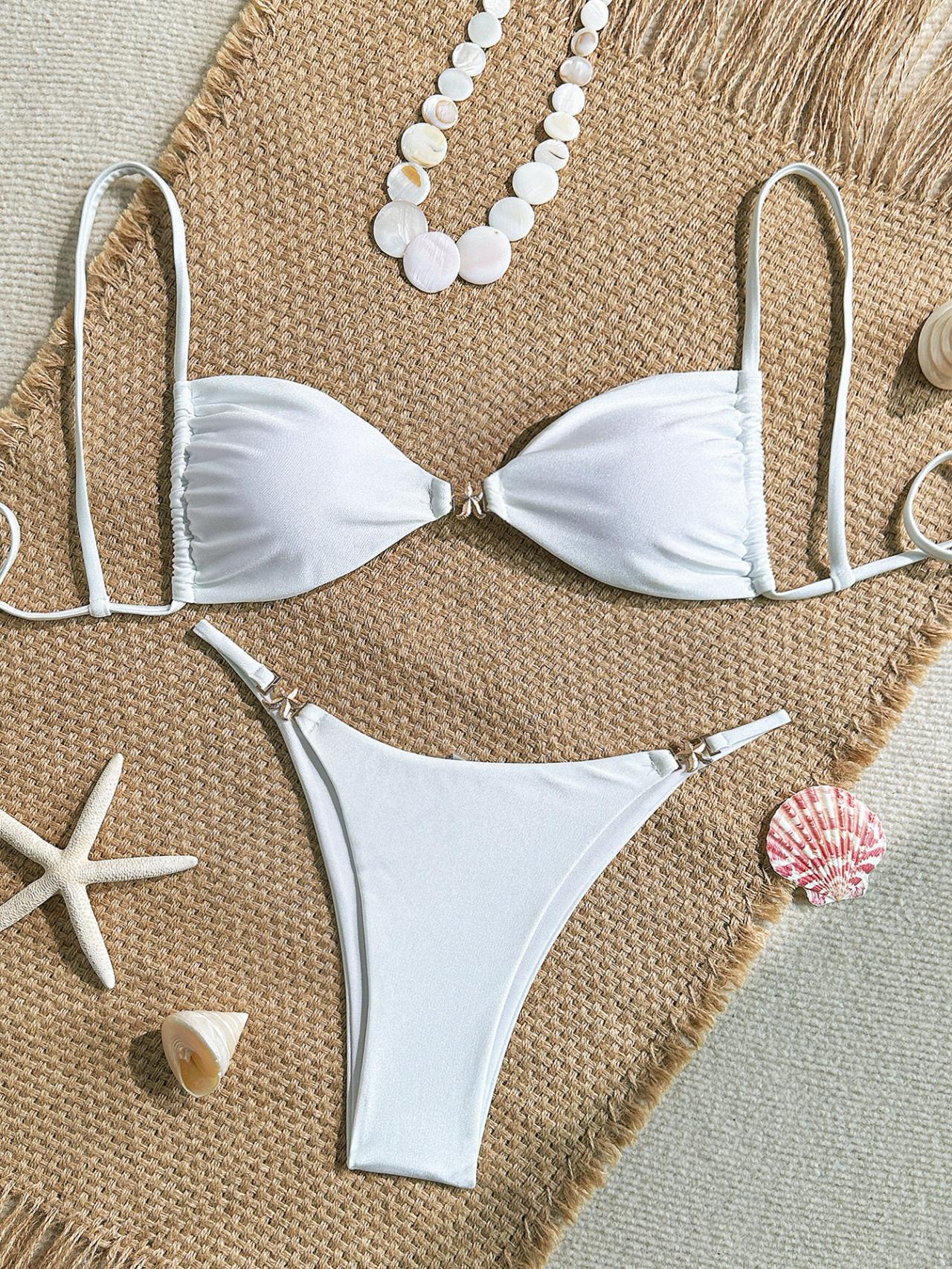Women's Sexy Thin Rope Shoulder Strap Bikini Triangle Cup Swimwear for Beach Hot Springs Trending New_voghion.com