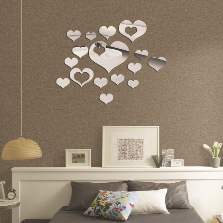 Decorazione murale transfrontaliera per la casa, 6 pezzi, adesivi murali a specchio tridimensionali con combinazione di onde_voghion.com