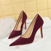 3391-10 European and American Fashion Sexy Nightclub Slimming Super High Heel Women's Shoes Thin Heels, Shallow Mouth Pointed Toe, Simple High Heels