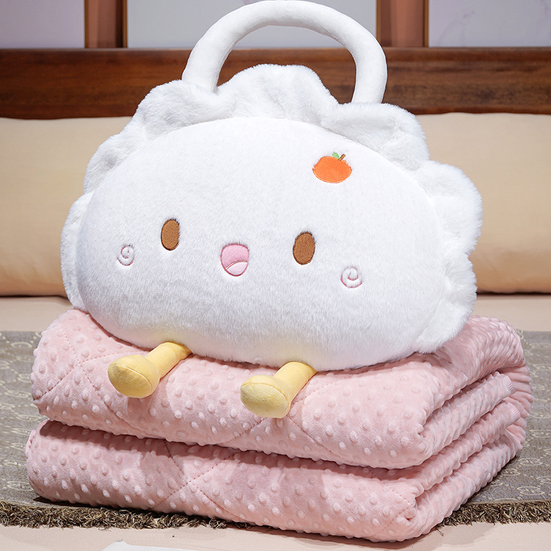 Cojín manta dos en uno Set de 2 de peluche relleno de algodón PP para oficina y auto