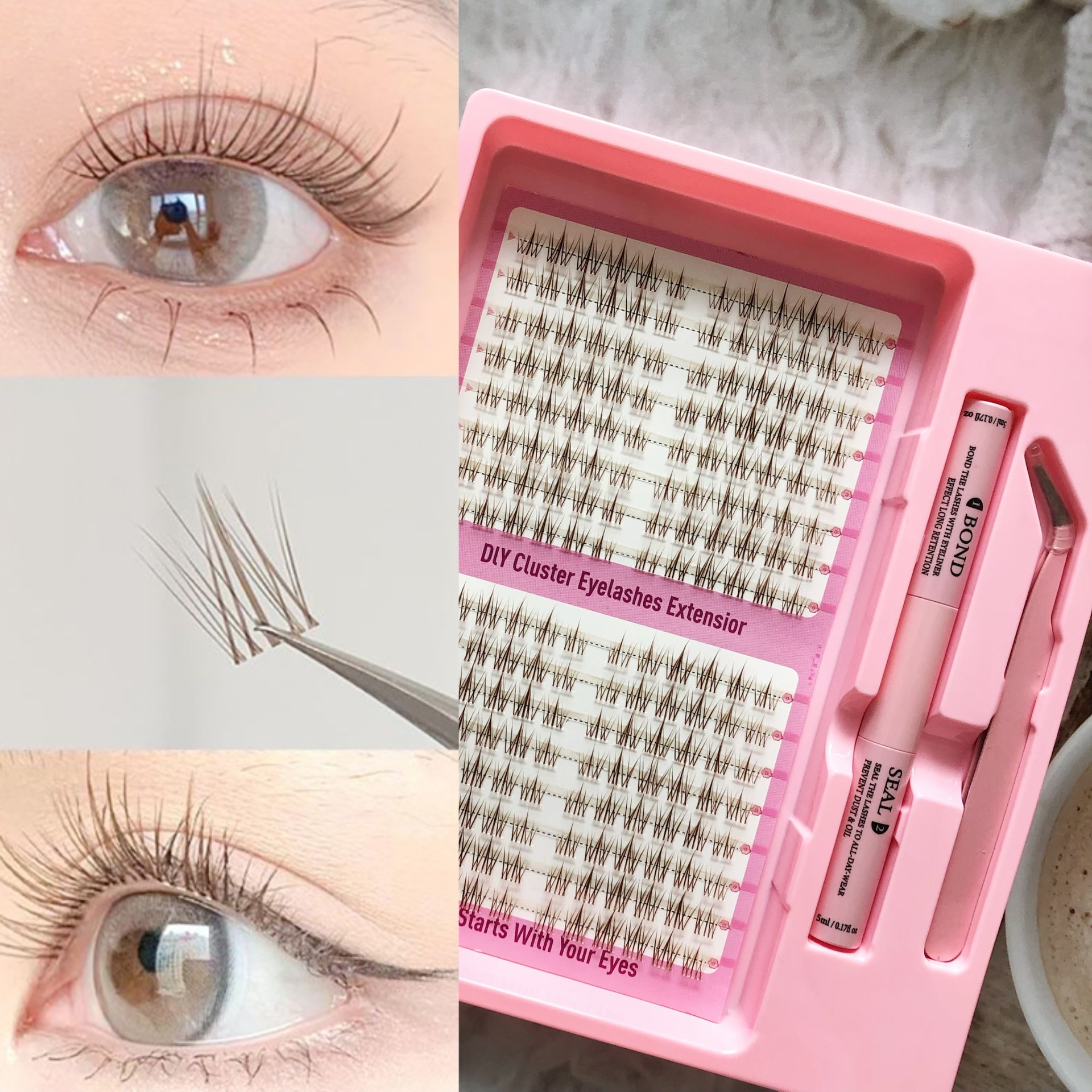 Conjunto de pestañas falsas transfronterizas de gran capacidad nuevos productos negros marrones pestañas de sol segmentación pestañas falsas perezosas