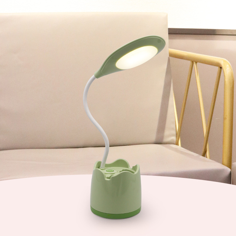 Lámpara de Escritorio Multifuncional ABS, Recargable USB, Con Espejo y Soporte para Celular, para Dormitorio