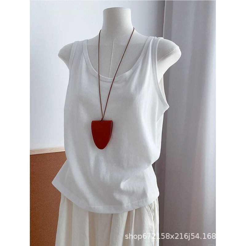 Elegant White Thin Camisole for Women, Summer 2026 New Style, Loose Fit, Simple Sleeveless Top for Layering or Wearing Alone Elegant White Thin Camisole for Women, Summer 2026 New Style, Loose Fit, Simple Sleeveless Top for Layering or Wearing Alone