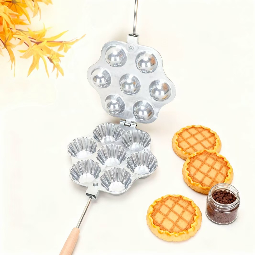 Cross-border aluminum household seven-hole egg tart cake mold flower-shaped waffle baking pan gas baking mold wholesale