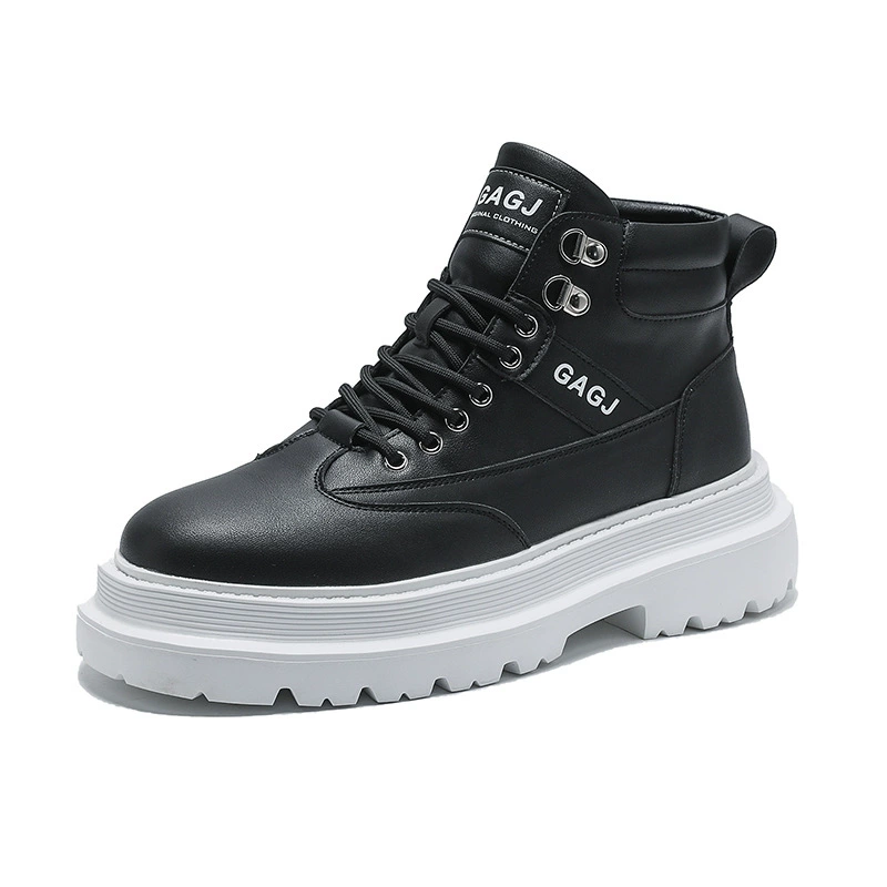 High demi-season sneakers, white boots platform, men's shoes, footwear