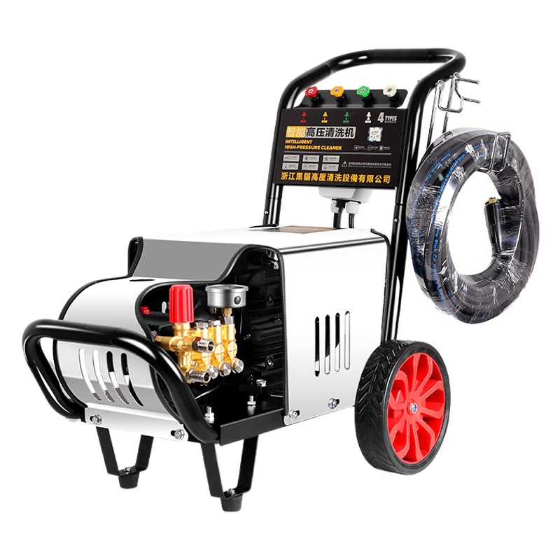 Negro gato industrial comercial ultra-alta presión lavadora de coches domésticos de alta potencia Granja tienda de lavado de coches automática 220V