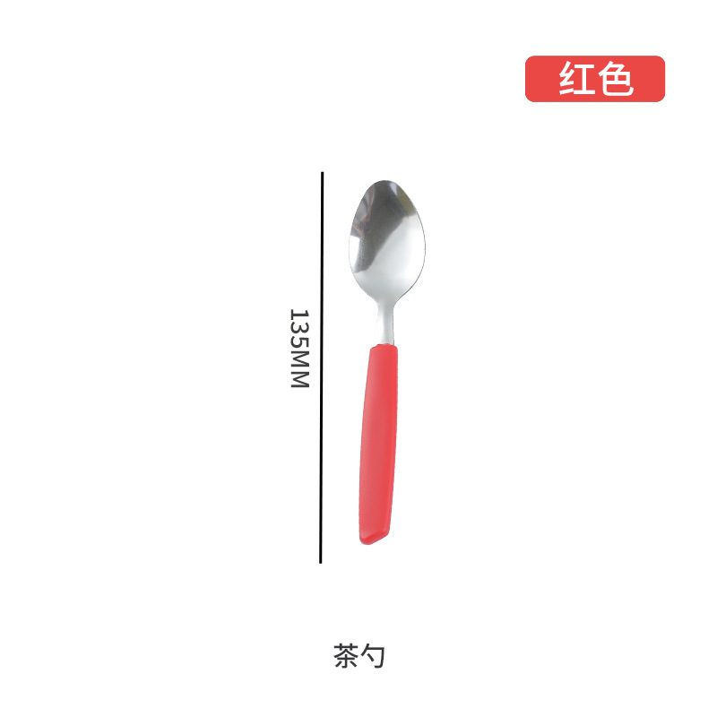 410 cubiertos de acero inoxidable cuchillos y tenedores cucharas transfronterizas Brasil cola plana cola inclinada mango de plástico 24PCS fábrica al por mayor