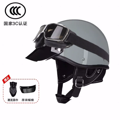 Motosiklet kaskı (dəbilqə) – Cycling Scoop Helmet Electric Vehicle - 3c-cement-gray-quick-buckle-kart-goggles-face-towel-s