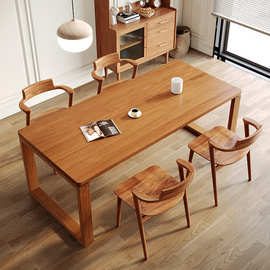 日式实木餐桌椅组合 小户型客厅四人位吃饭桌餐厅小吃店原木餐桌