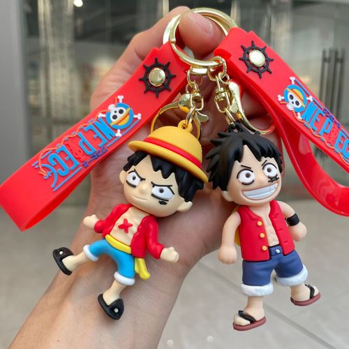 Cross-border Pirate King Keychain Anime Luffy 3D Figure Schoolbag Clip Car Keychain Small Gift Wholesale