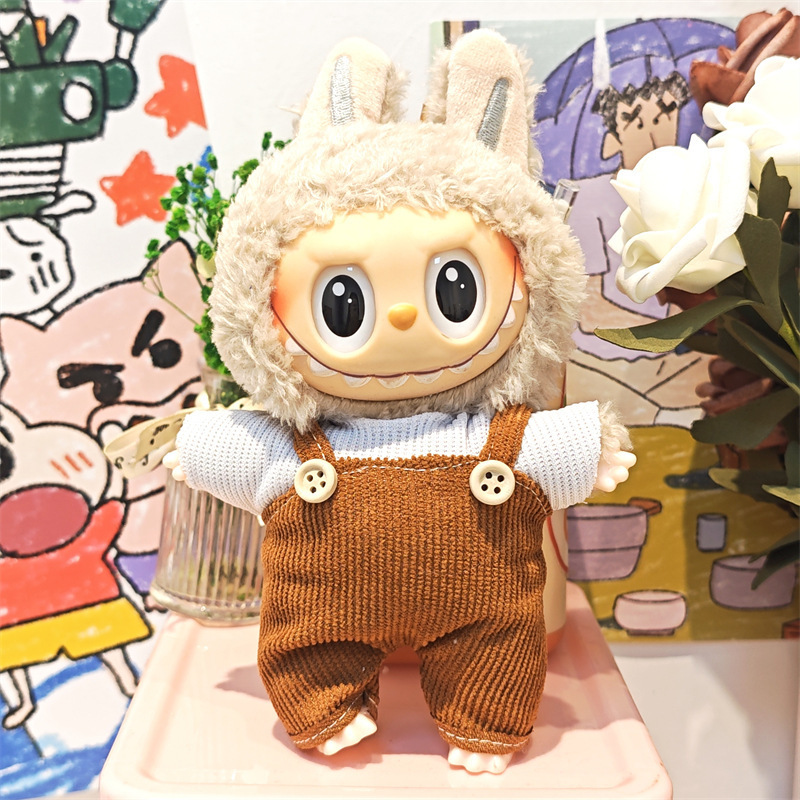 Labubu ベビー服ビニールラブブ 17 センチメートル人形かわいいドレスアップカジュアルスーツスカートぬいぐるみ服|undefined