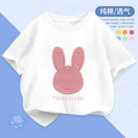 2025年新款夏装女童短袖t恤卡通洋气纯棉小女孩儿童半袖上衣服ins
