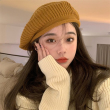【模特心头爱】韩国欧尼同款卷边贝雷帽女秋冬显白毛线针织帽子潮