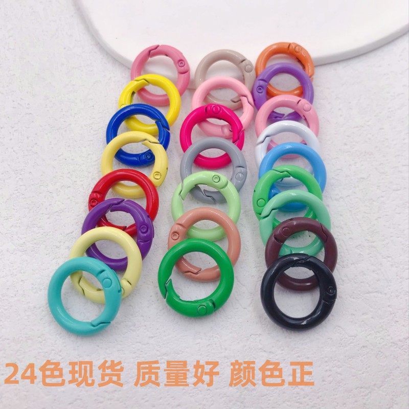 Color spring ring metal opening circle clamp ring jewelry spring buckle key buckle jewelry accessories spring ring wholesale