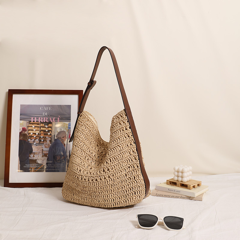Casual Large Capacity Straw Shoulder Bag New Lazy Style Hollow Out Woven Bag For Women Beach Vacation Bag - Thumbnail 4