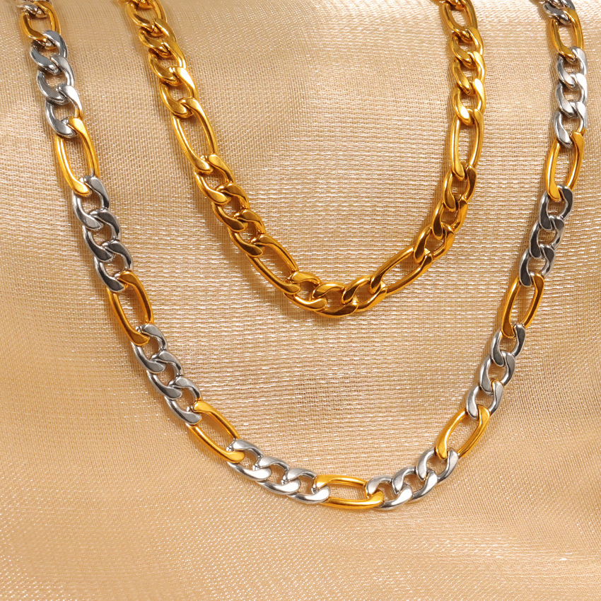 1 Piece Quantity Holiday, Daily Occasion Wholesale Jewelry Retro Solid Color 304 Stainless Steel Plating Cuban Link Chain Curb Chain Chain Necklace