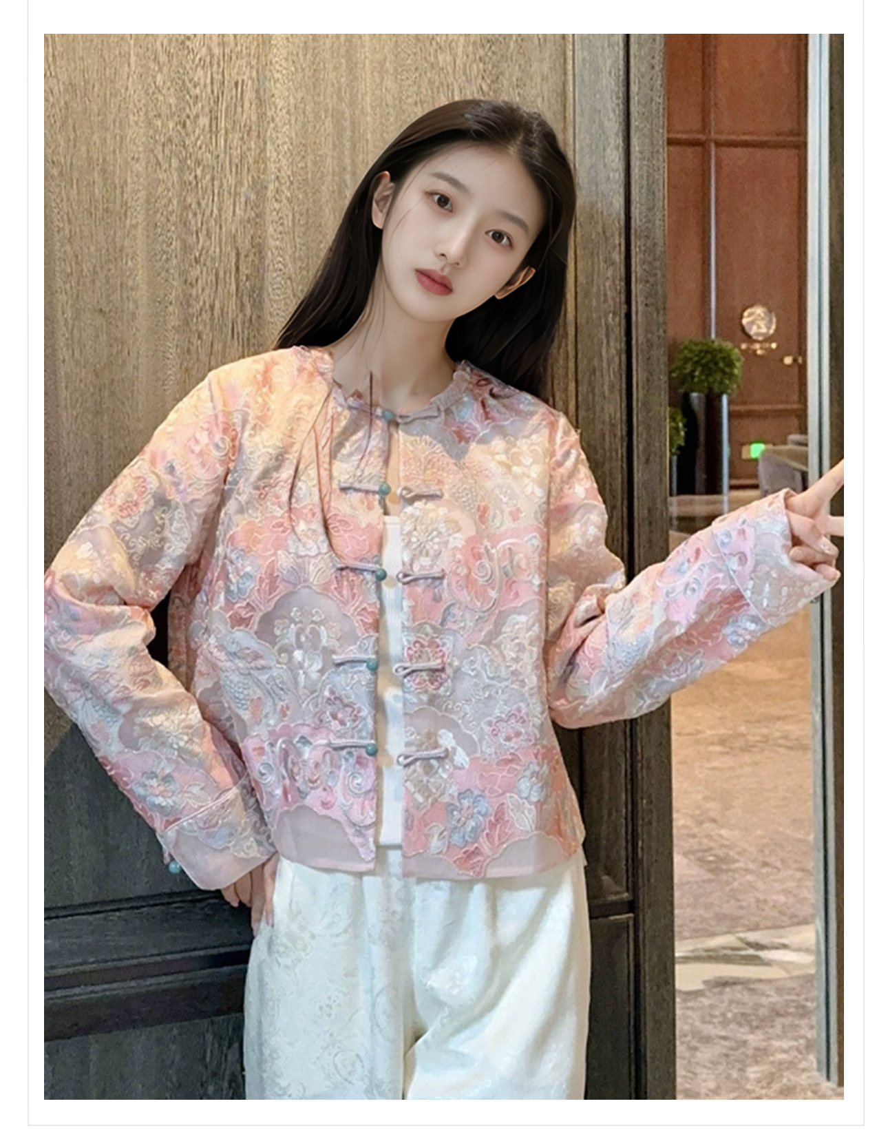 Áo vest nữ thêu hoa bảo tướng tơ tằm cao cấp phong cách Trung Hoa mới N4023 — áo vest, áo khoác chi tiết 3