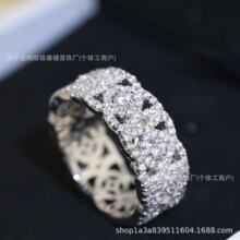 轻奢高级感微镶锆石镂空花朵戒指女精致满钻小众戒指时尚指环厂家