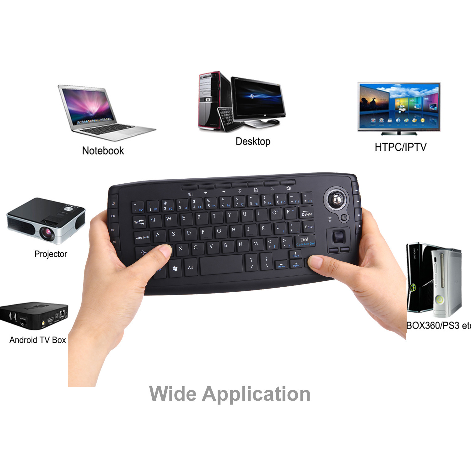 HTPC多媒体键盘轨迹球键盘鼠标一体机2.4G无线工业数控服务器详情2