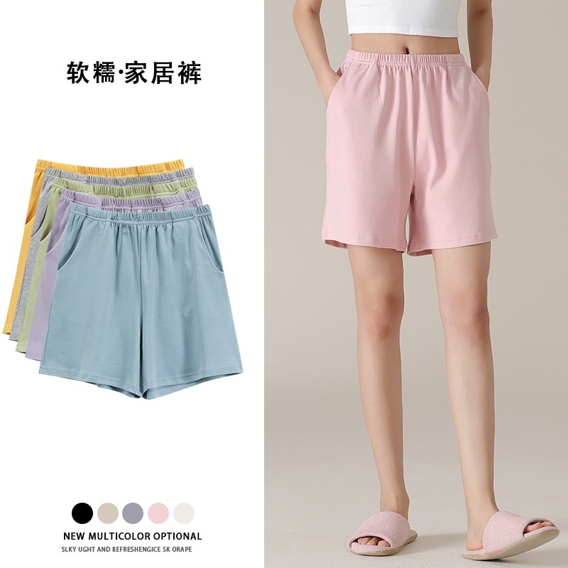 Women's pajamas summer thin cotton shorts home pants women's loose summer single plus size cotton home pants