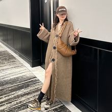 白枕鹤美拉德流苏毛衣外套开衫长款秋冬新款韩版宽松慵懒风加厚针