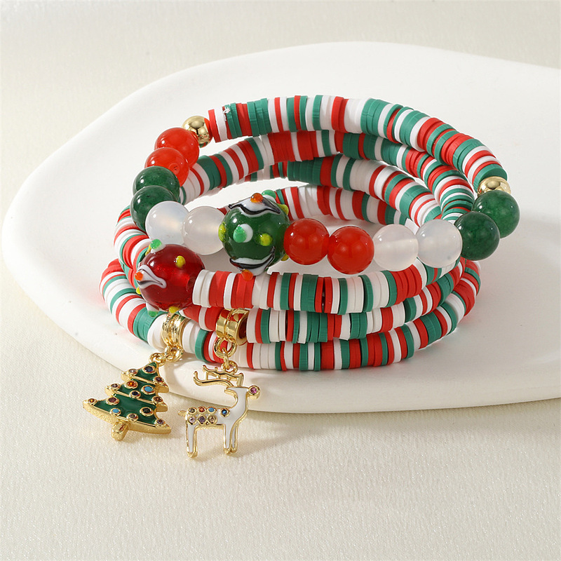 Europe and the United States cross-border hot Christmas series clay glass beads bracelet elk Christmas tree personality bracelet