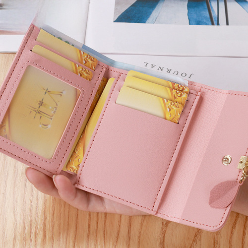 2020 New Korean Style Minimalist Small Wallet Tri-Fold Coin Pocket Money Clip Wallet Cross-Border Short Wallet for Women