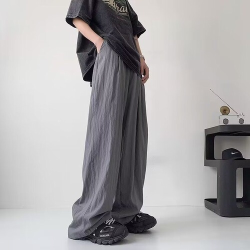 Yamamoto pants men's spring and summer 2025 new style lazy casual high waist slimming small man loose straight wide-leg pants