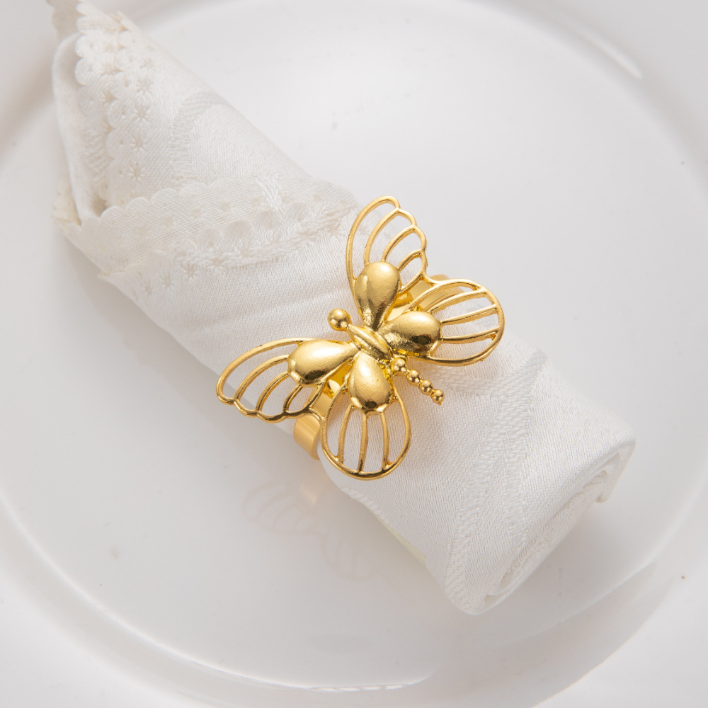 European and American Cross-border Source Retro Bohemian Hollow Butterfly Napkin Buckle Shape Napkin Ring Hotel Table