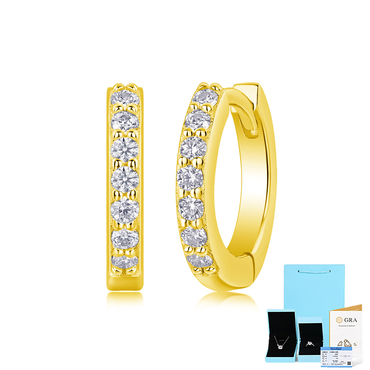 모이사나이트 골드 귀걸이 - 알몸상품 + GRA/국가검사증명서 + 선물박스