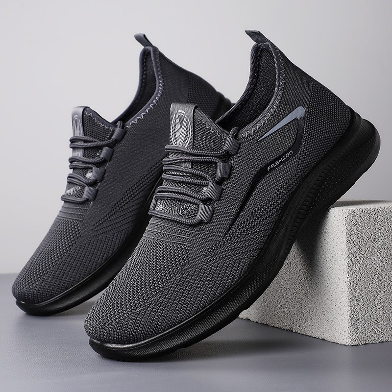 Shoes Men's Shoes Versatile New Sports Breathable Casual Shoes Factory Direct Sales Fly Woven Soft Sole Non-Stinky Feet Walking Shoes