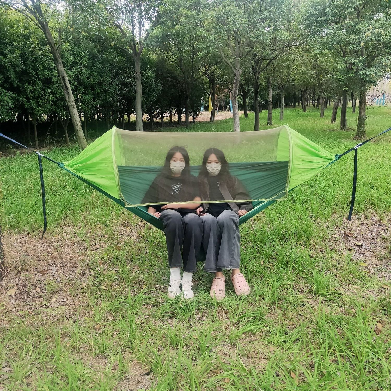 Automático de apertura rápida con mosquiteros hamaca al aire libre simple y doble tela de nylon barra de campamento anti-mosquitos tipo de suspensión image 3