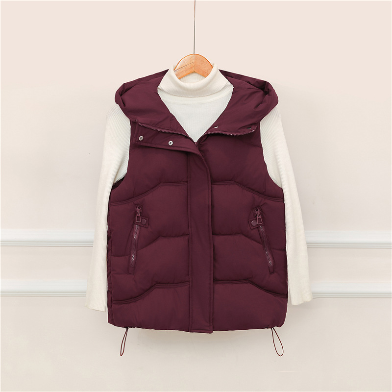 Comercio exterior algodón chaleco de invierno de otoño nuevo estilo coreano suelto medio largo encapuchado sin mangas algodón hombro de camisa de moda image 3