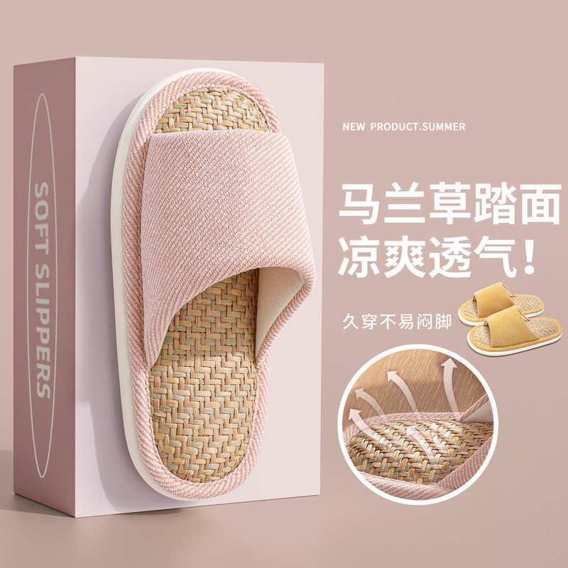Linen slippers spring and autumn indoor home wood floor mute non-slip breathable sweat-absorbent woven cotton and linen slippers for four seasons women Linen slippers spring and autumn indoor home wood floor mute non-slip breathable sweat-absorbent woven cotton and linen slippers for four seasons women