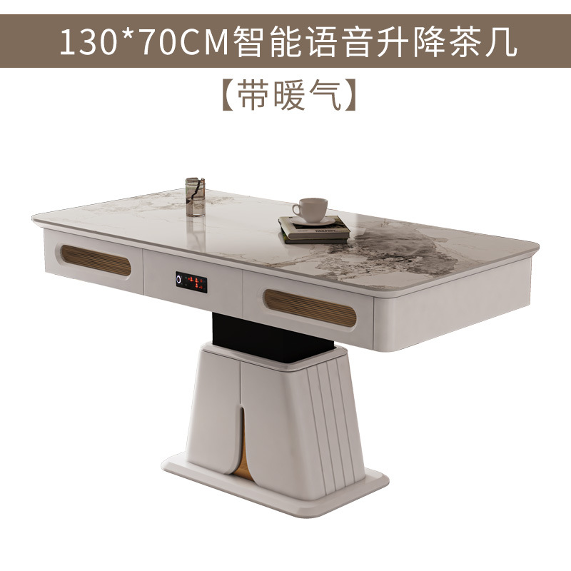 Mesa de centro de elevación multifuncional de lujo ligero, mesa de comedor, sala de estar de doble uso, apartamento pequeño, mesa de centro eléctrica integrada inteligente para el hogar