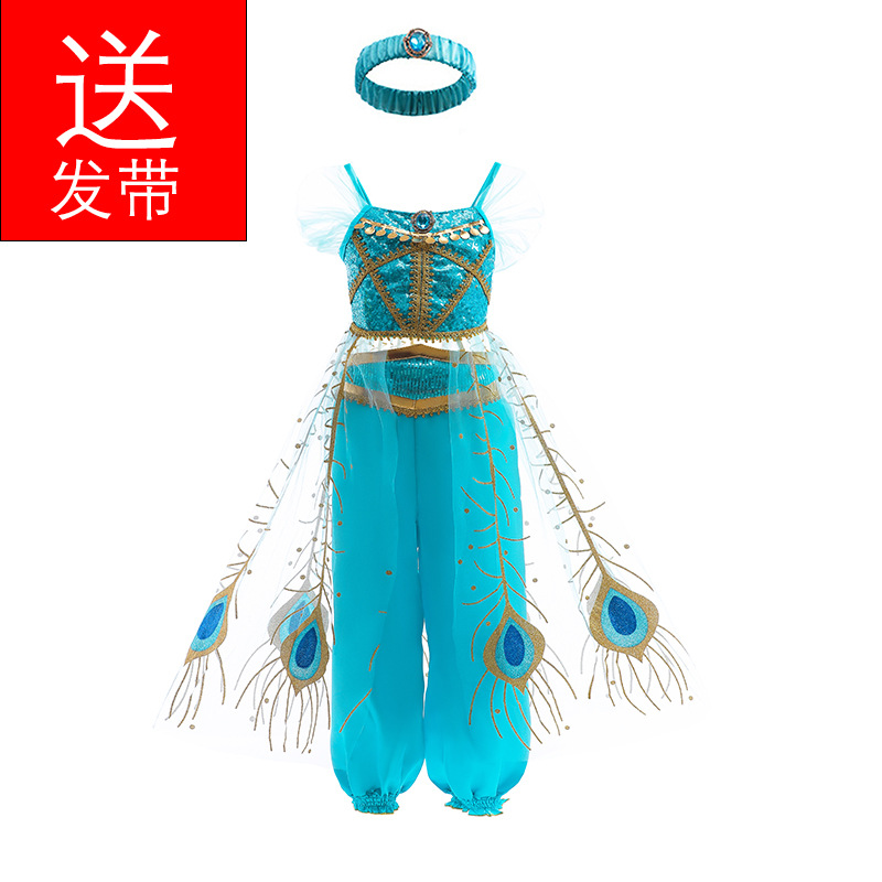 20,22 millones Festival Santo vestido de princesa jazmín vestido nuevo para niños europeos y americanos ropa para niños falda para niña