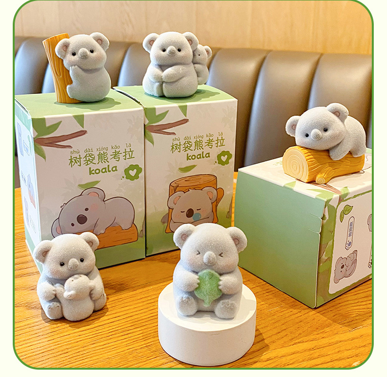 Baimao Original Cute Koala Flocking Series Creative Car Dashboard Ornaments Home Desktop Decorations