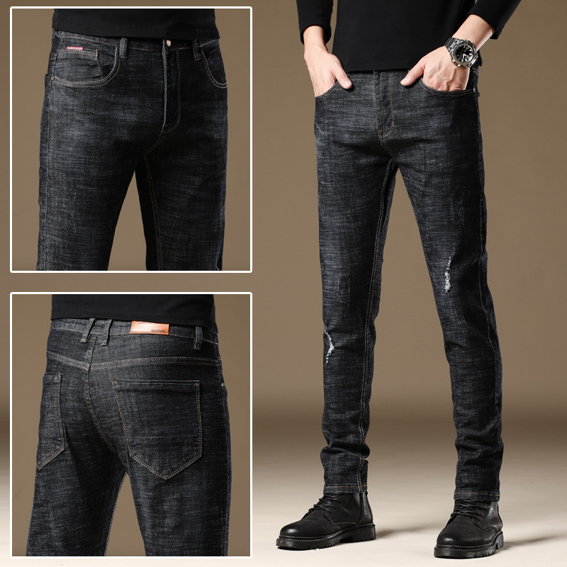 Marca de moda coreana stretch jeans todo partido slim fit lápiz pantalones de primavera y otoño 2023 nuevo suave y cómodo lápiz pantalones para hombres